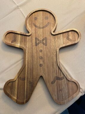 Holiday Time Brown Acacia Wood Round Label Plate- Sold out online